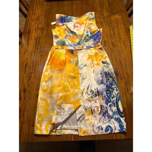 Elie Tahari Sunflower Print Sleeveless Silk Dress With Back Zipper Closure $298 - Picture 7 of 8